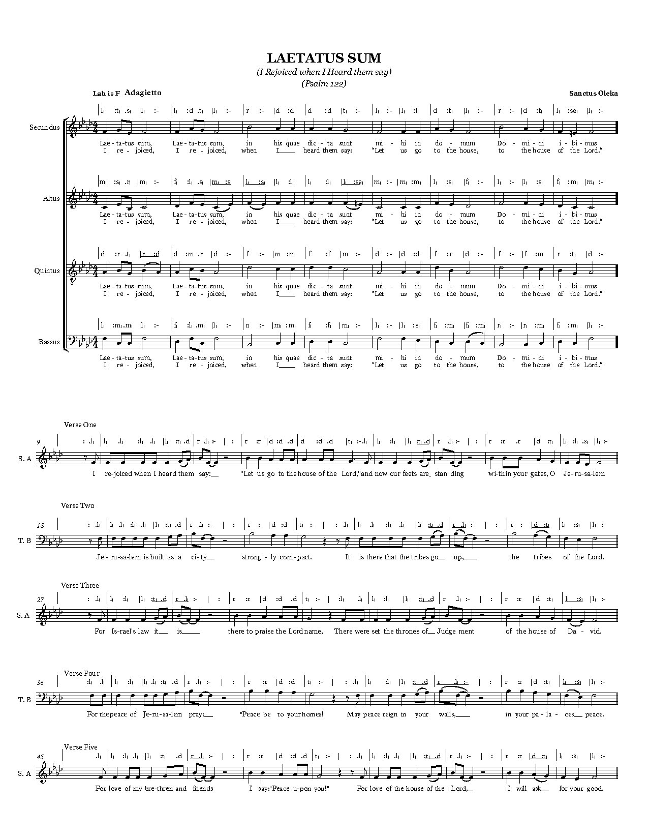 (Ent) Laetatus Sum - - Download Choir Script PDF