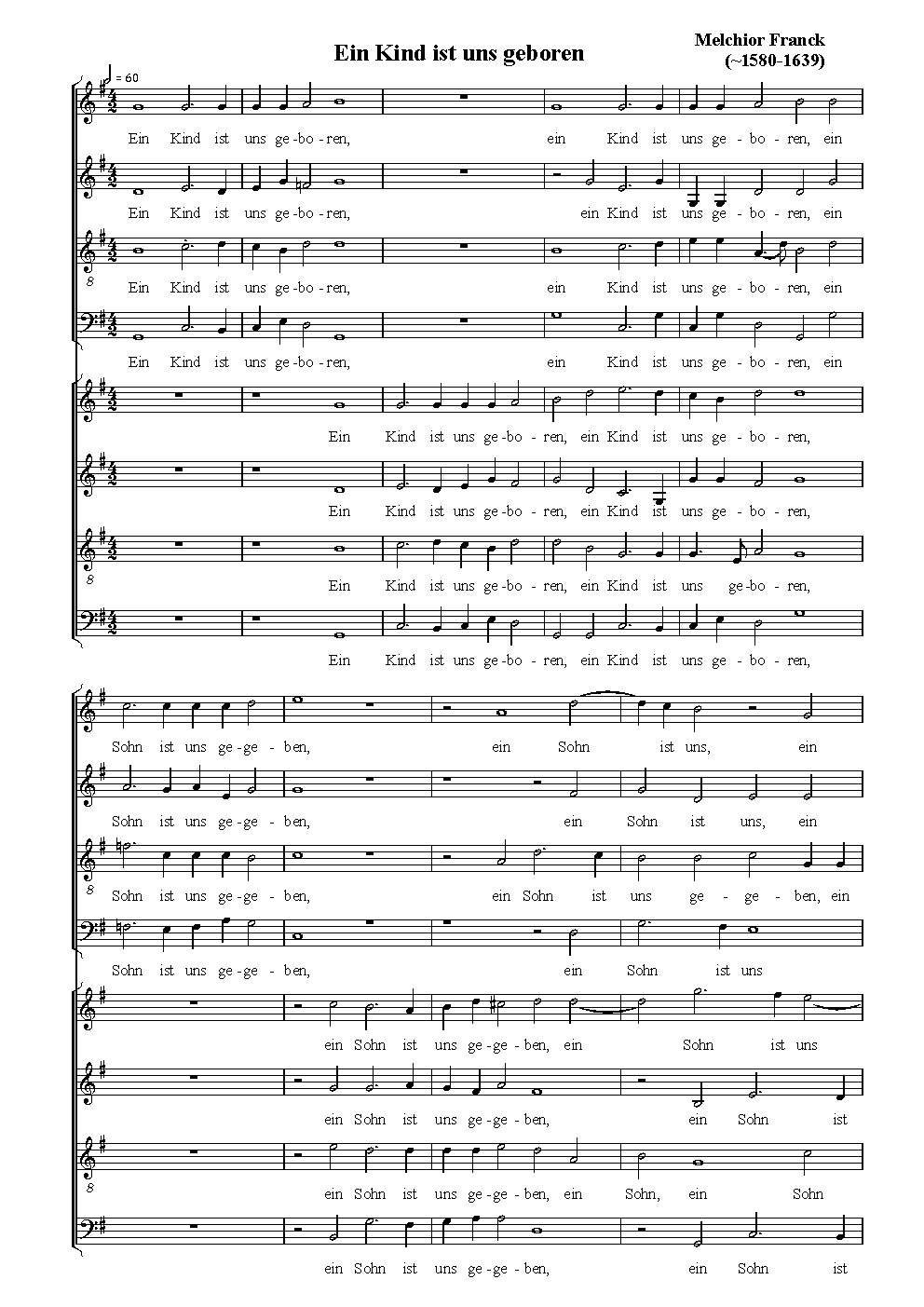 Ein Kind ist uns geboren - Choir Script PDF Thumbnail