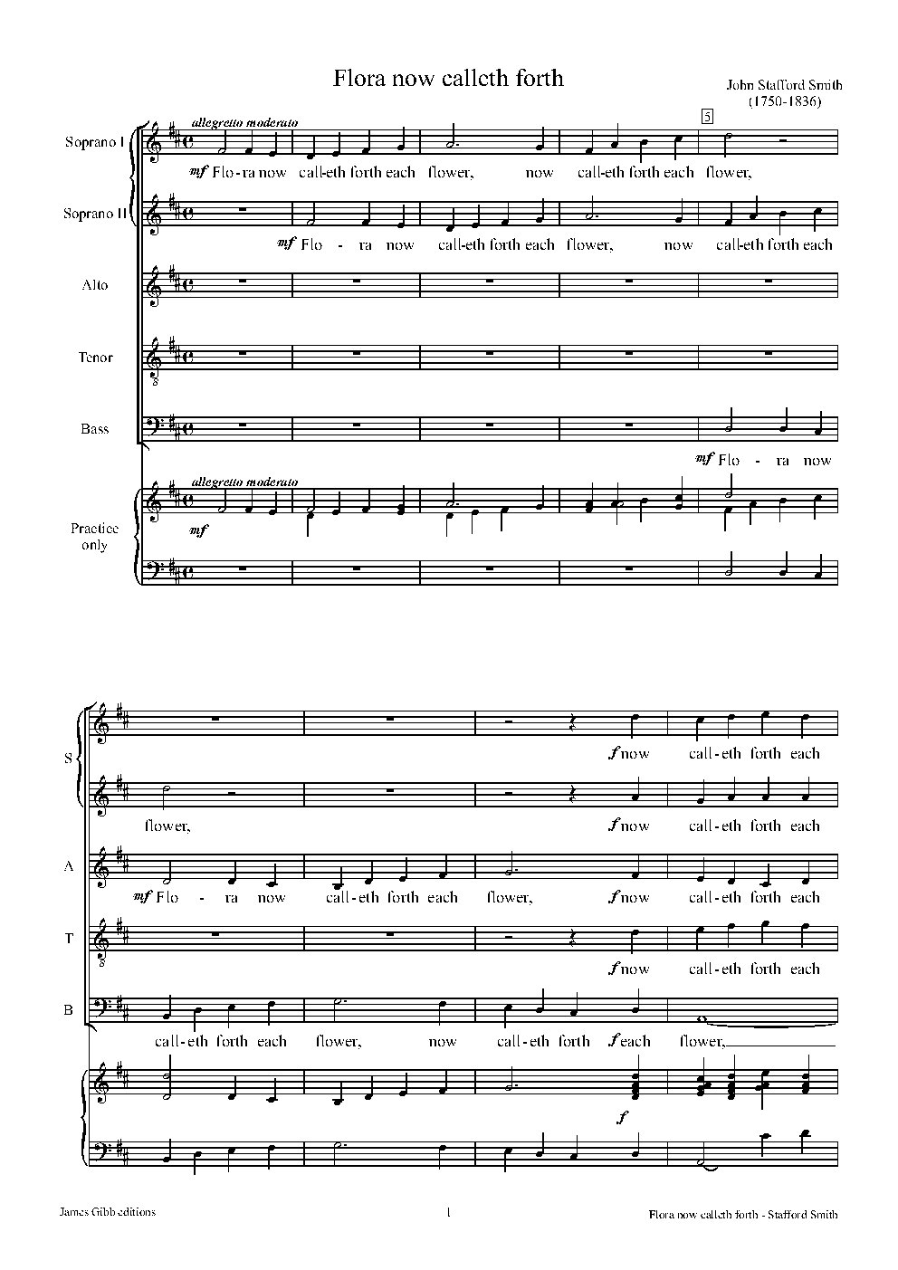 Flora now calleth forth each flower - Choir Script PDF Thumbnail