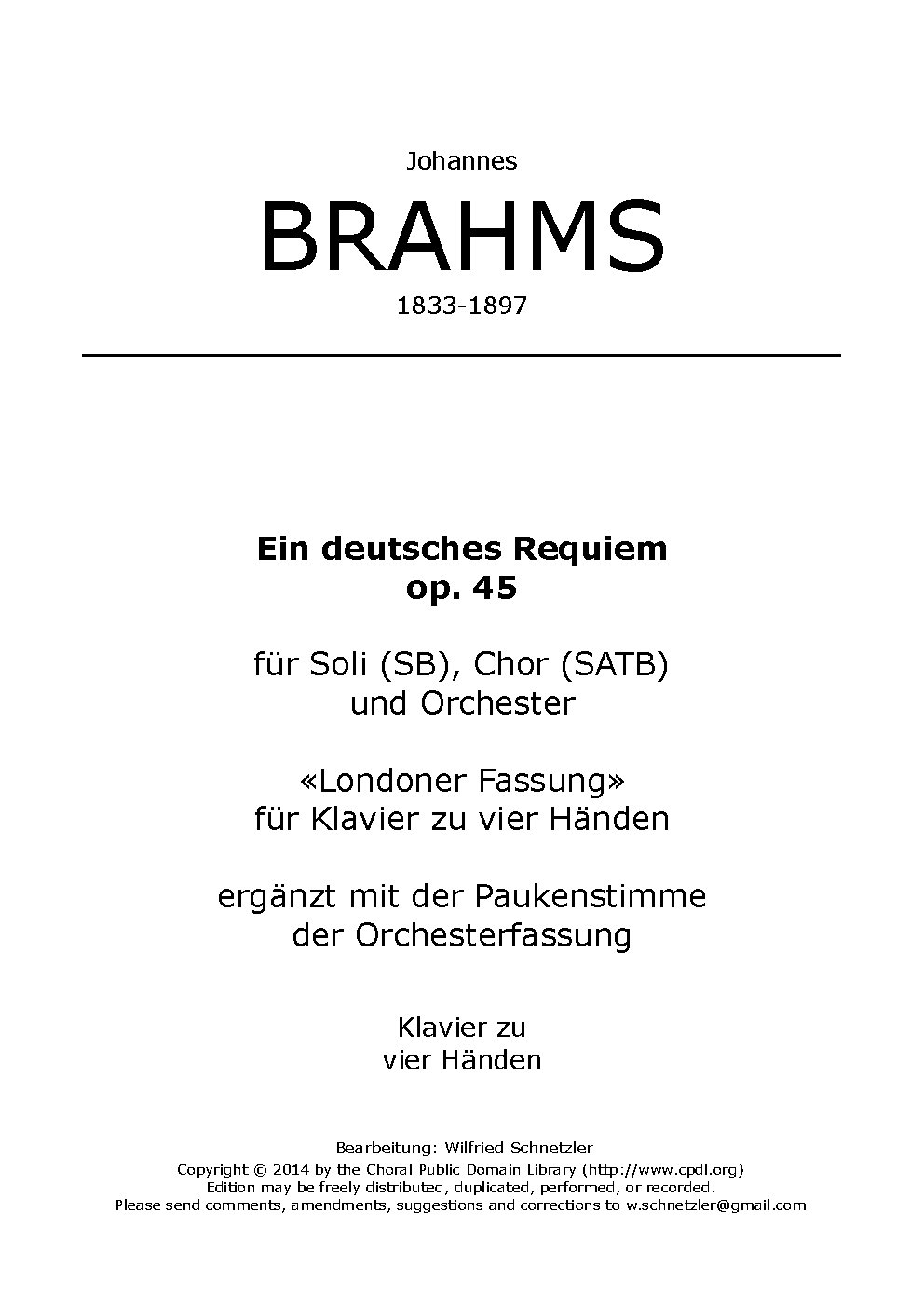 Ein deutsches Requiem, Op. 45