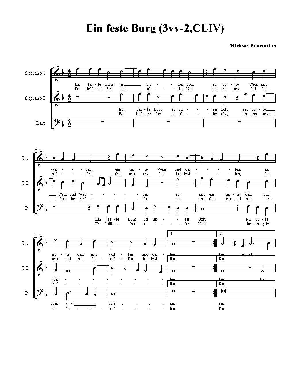 Ein feste Burg (3vv-2,CLIV) - Choir Script PDF Thumbnail