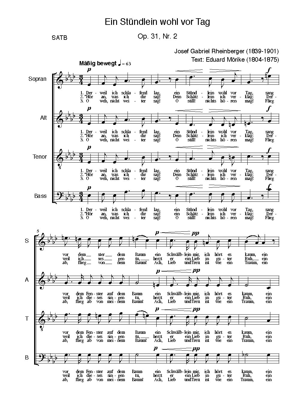 Ein Stündlein wohl vor Tag, Op. 31, No. 2