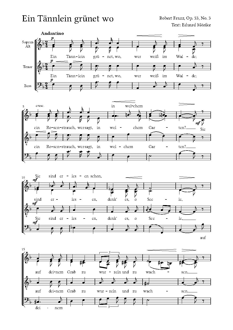 Ein Tännlein grünet wo - Choir Script PDF Thumbnail