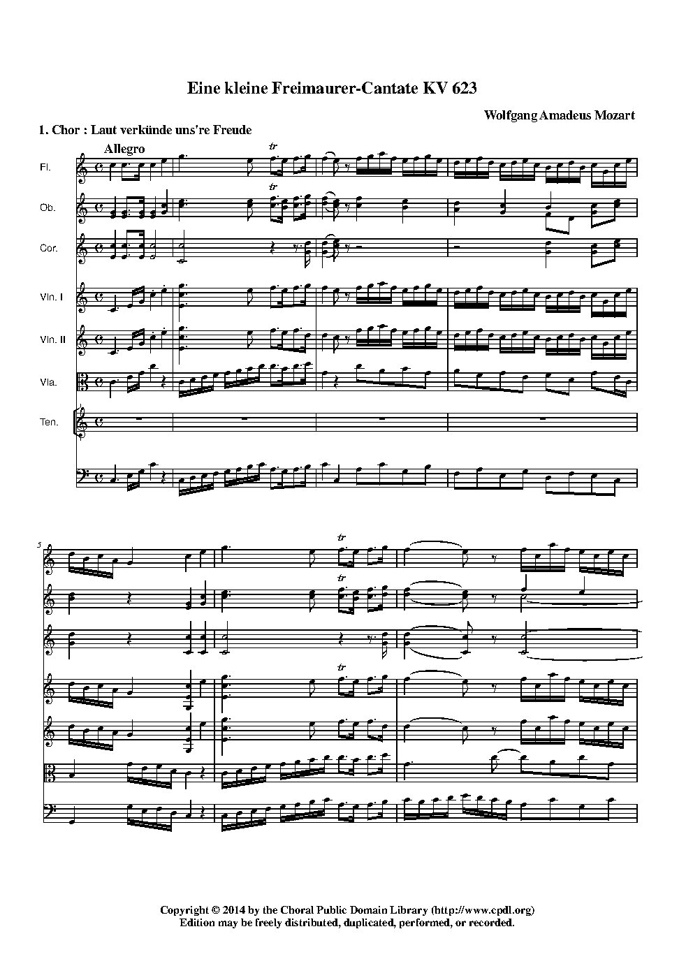 Eine kleine Freimaurer-Cantate, KV 623