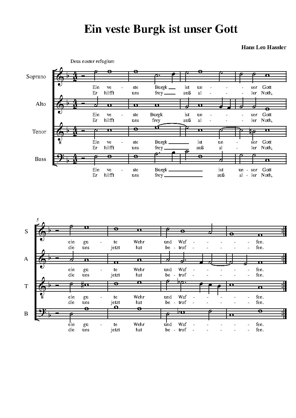 Ein veste Burgk ist unser Gott (homophonic) - Choir Script PDF Thumbnail