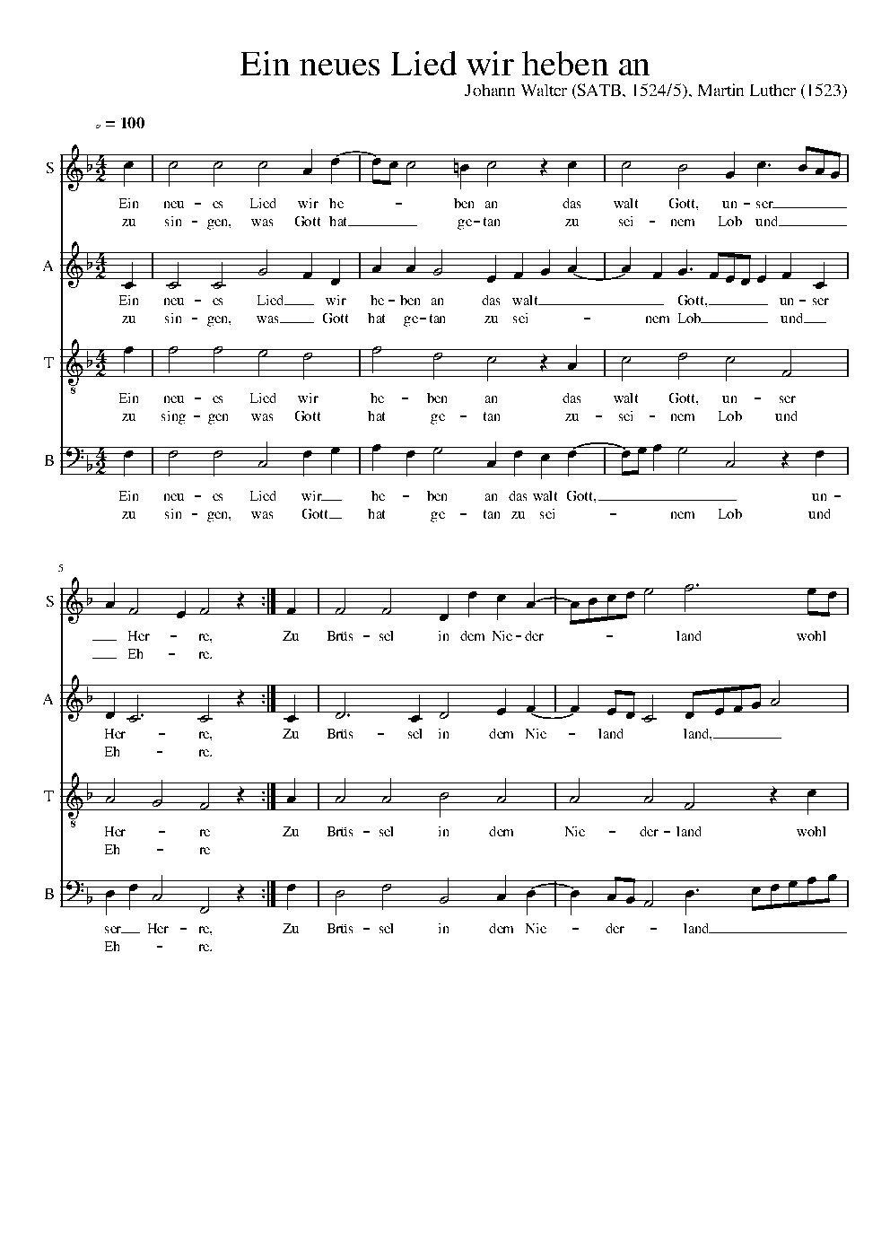 Ein neues Lied wir heben an - Choir Script PDF Thumbnail
