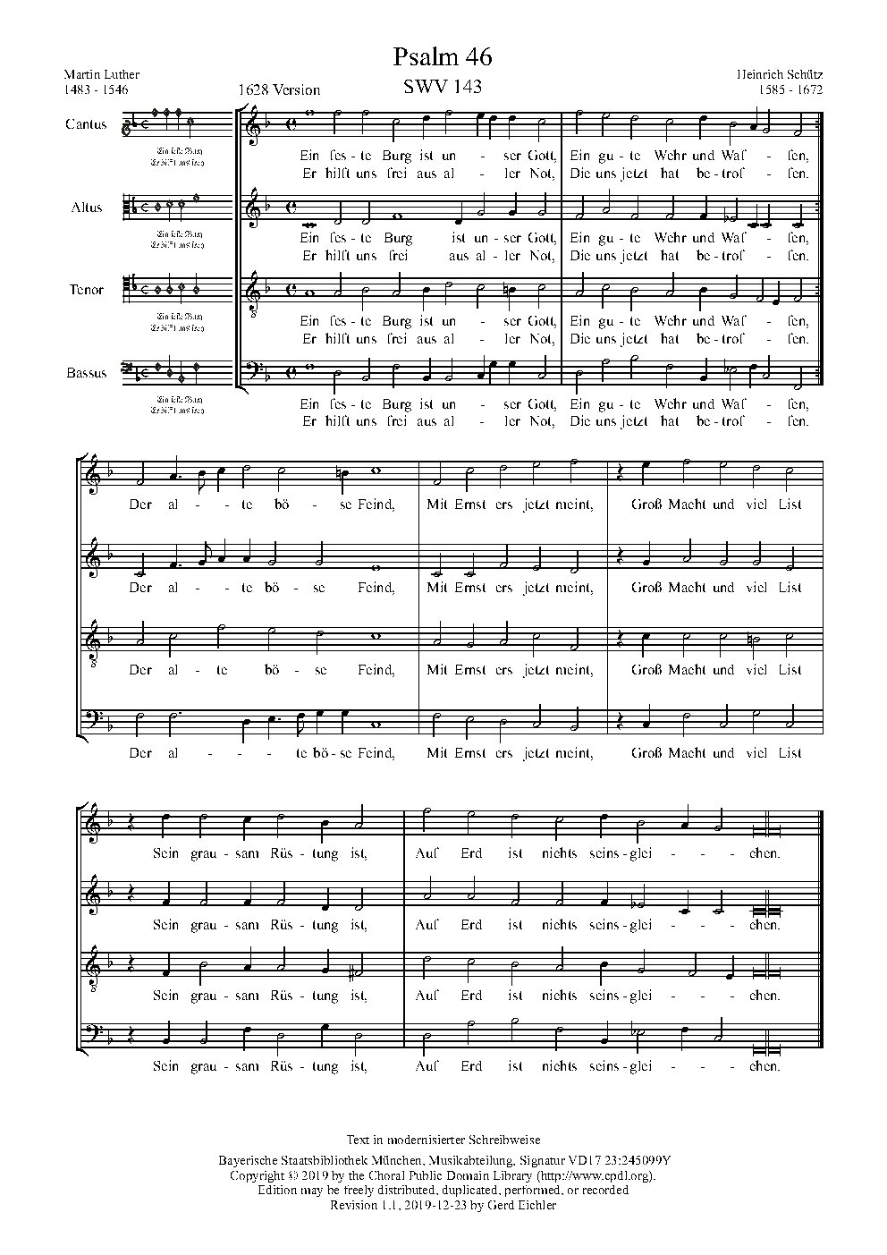 Ein feste Burg ist unser Gott, SWV 143 - Choir Script PDF Thumbnail