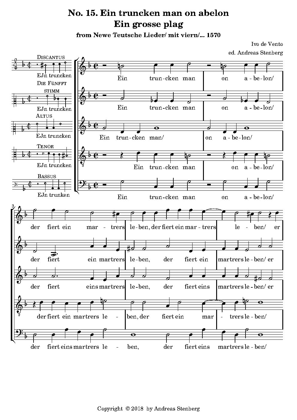 Ein truncken man on abelon/ Ein grosse plag - Choir Script PDF Thumbnail