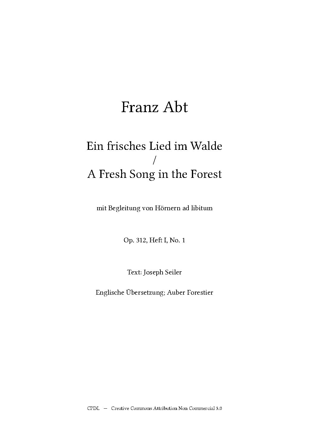Ein frisches Lied im Walde, Op. 312, No. 1