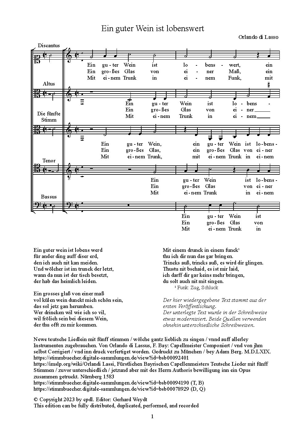 Ein guter Wein ist lobenswert - Choir Script PDF Thumbnail