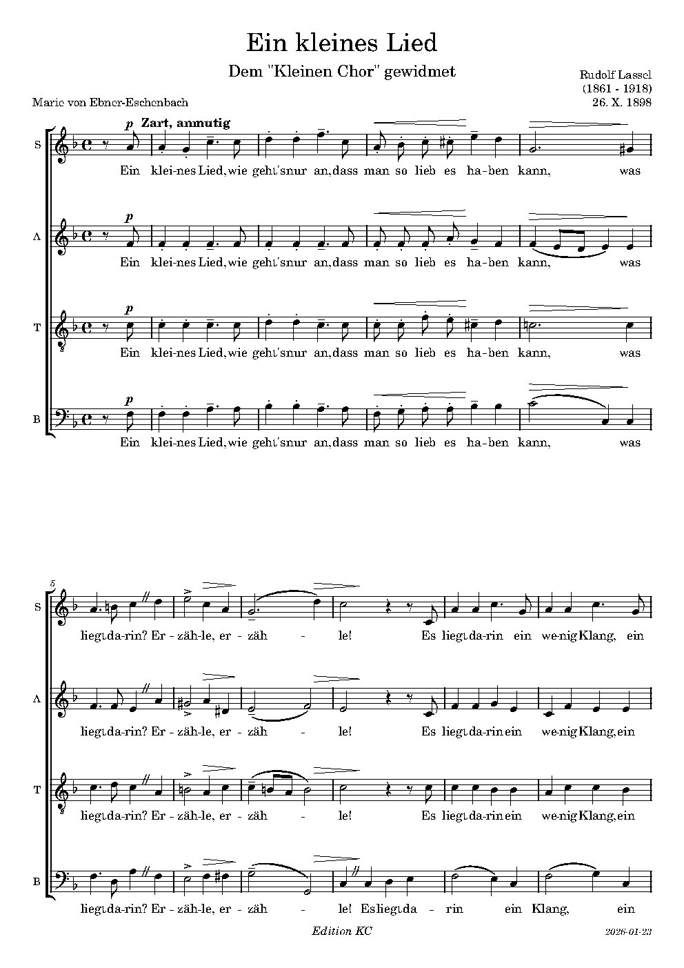 Ein kleines Lied - Choir Script PDF Thumbnail