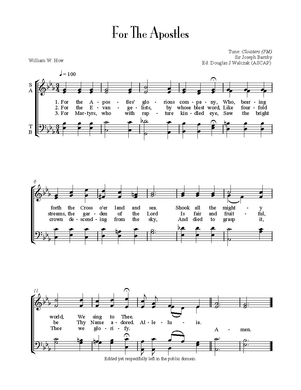 For the Apostles' glorious company