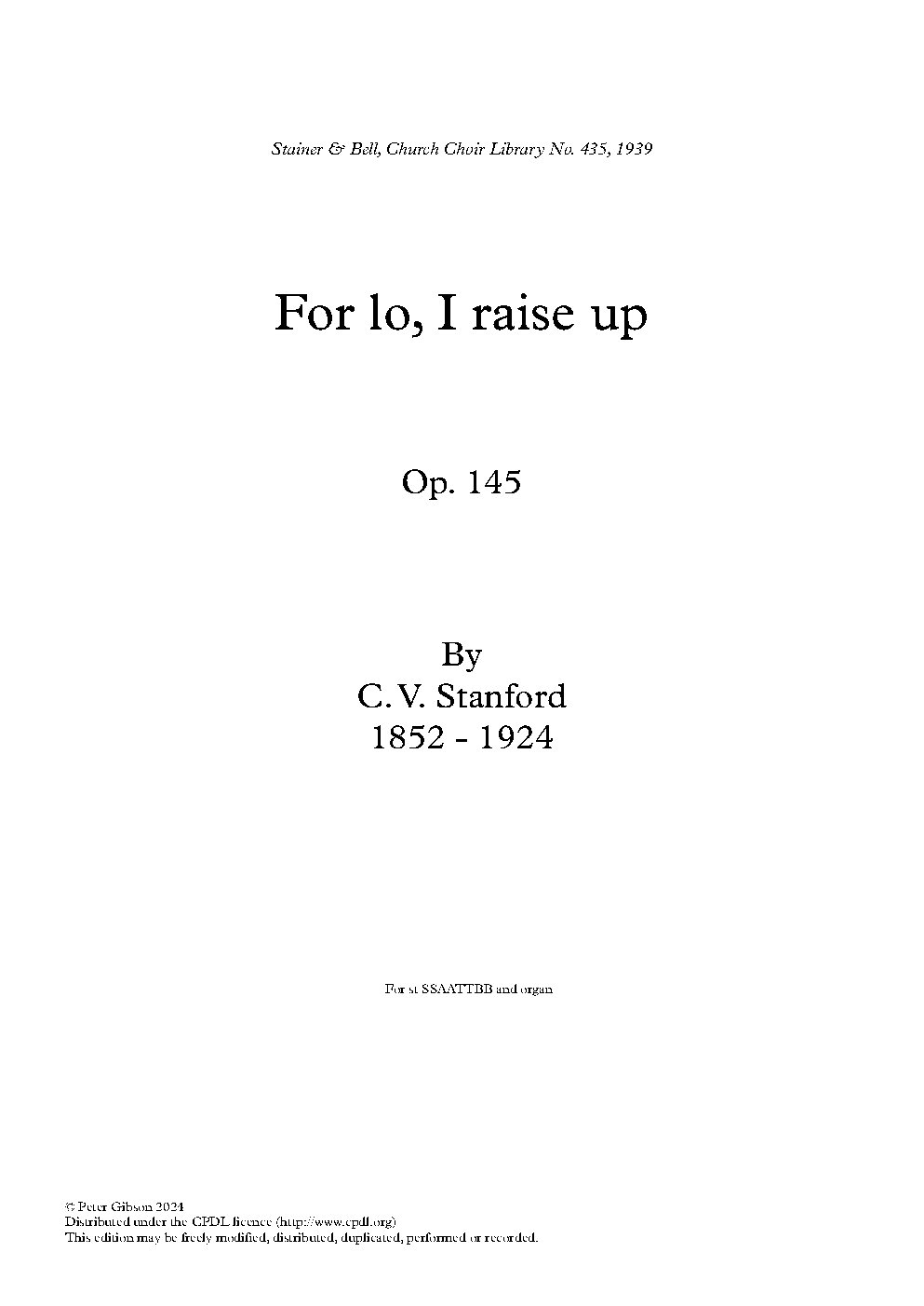 For lo, I raise up - Choir Script PDF Thumbnail