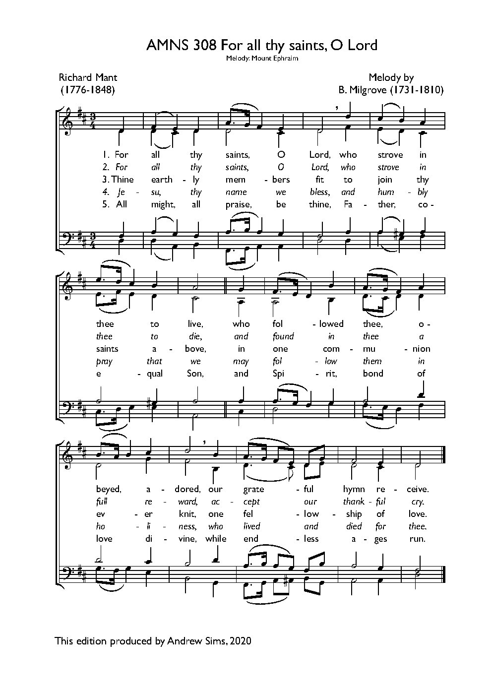 For all thy saints, O Lord