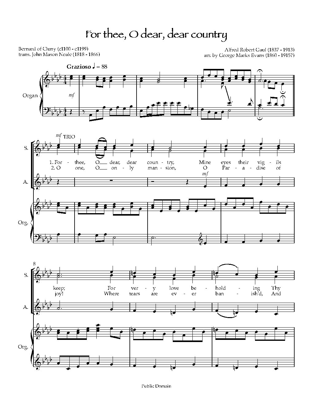 For thee, O dear, dear country - Choir Script PDF Thumbnail