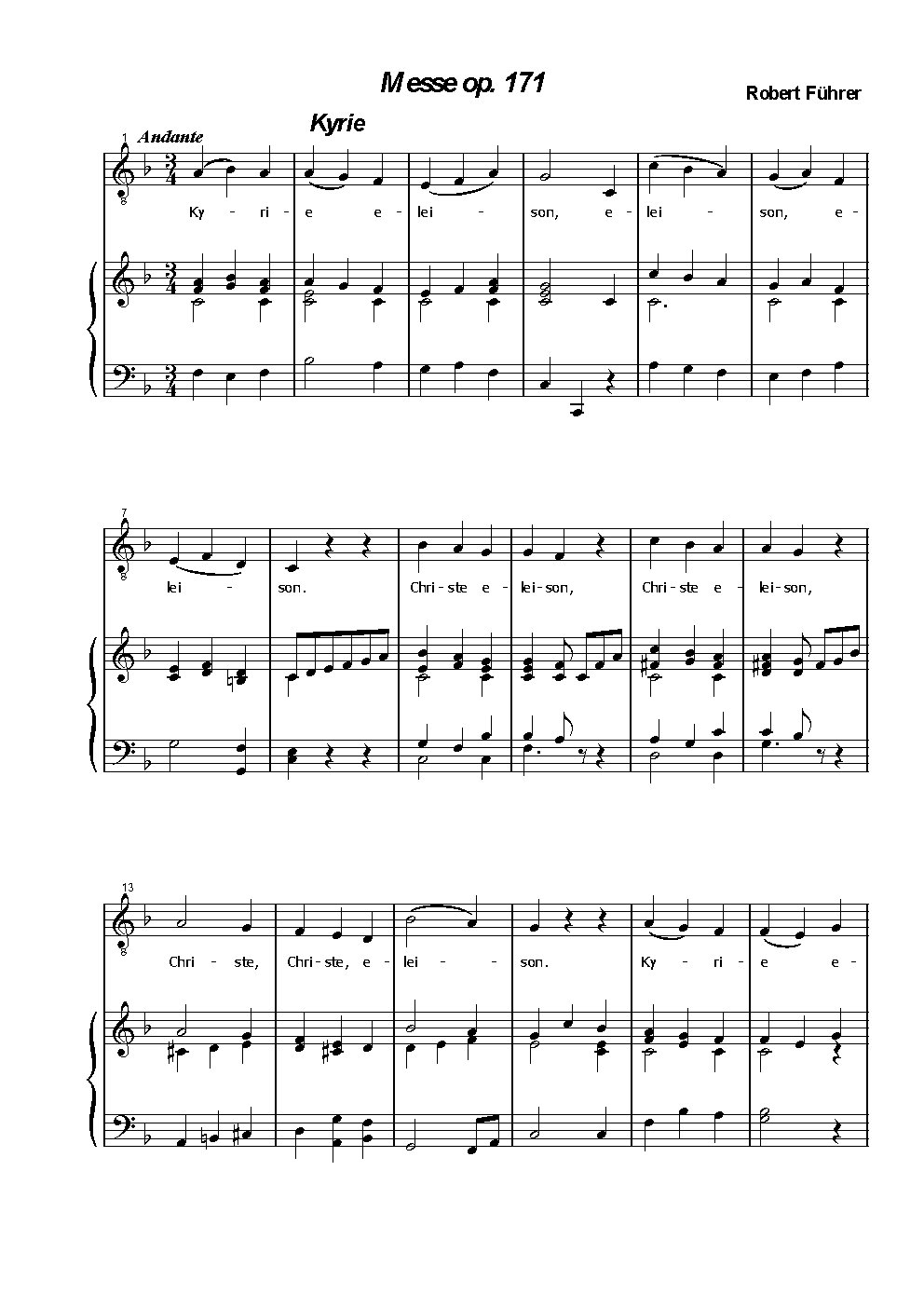 Einstimmige Messe, Op. 171
