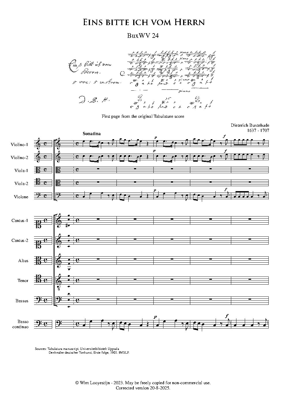 Eins bitte ich vom Herrn - BuxWV 24 - Choir Script PDF Thumbnail