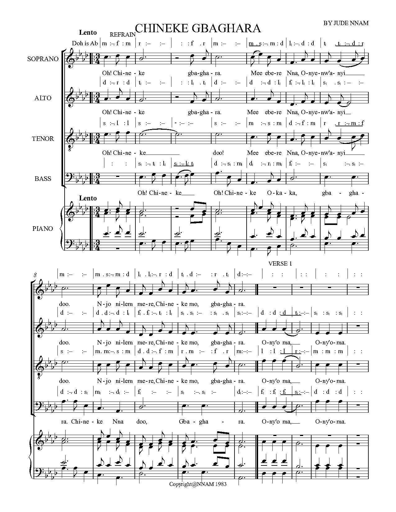 (Lent) Chineke Gbaghara - Jude Nnam - Download Choir Script PDF