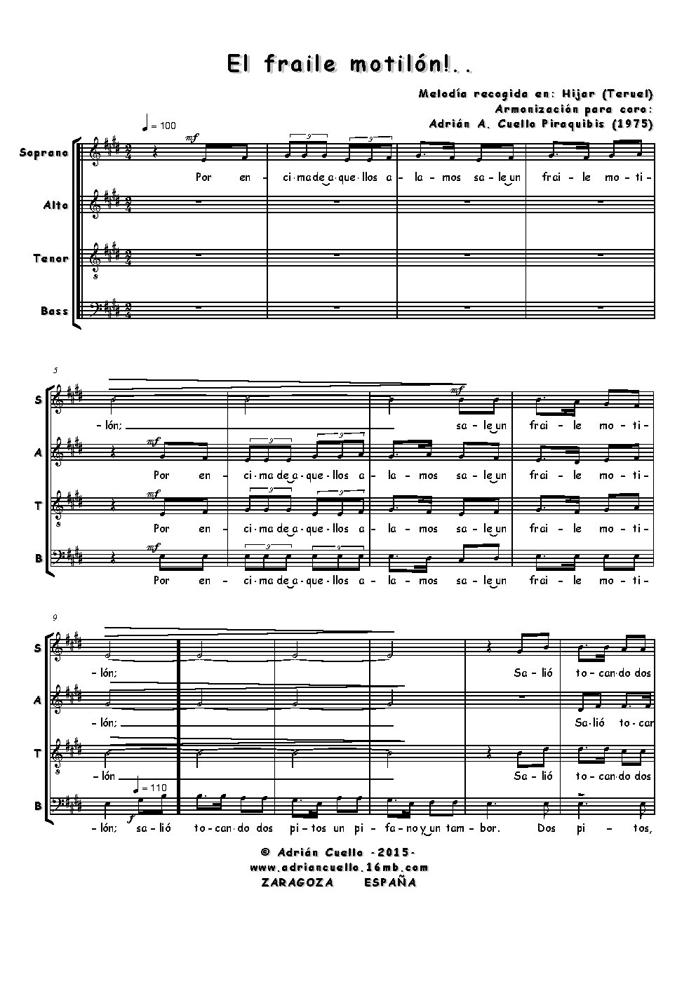 El fraile motilón! - Choir Script PDF Thumbnail