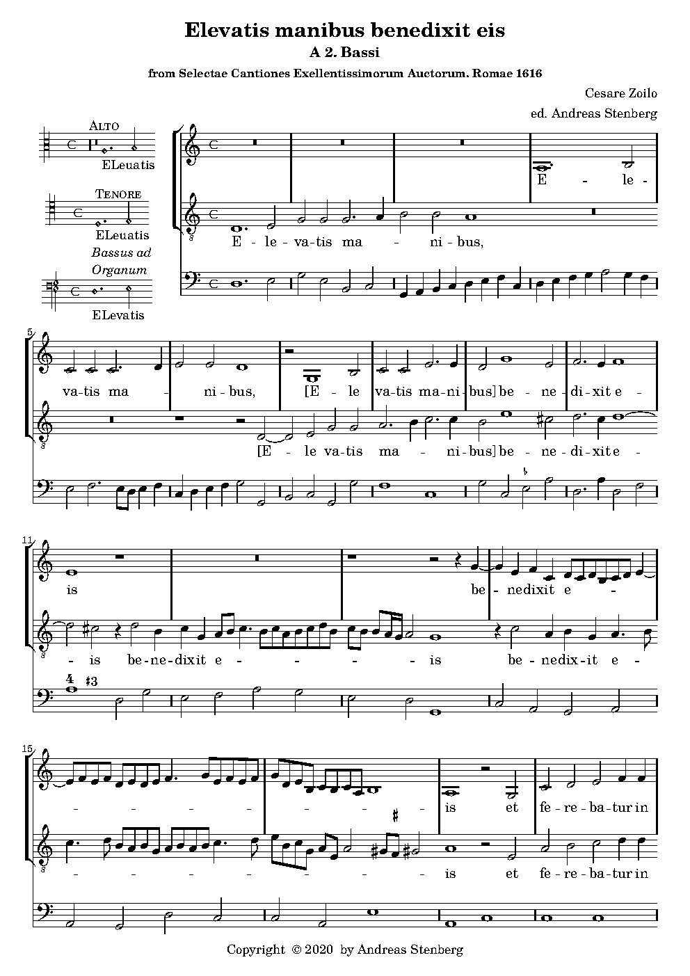 Elevatis manibus benedixit eis - Choir Script PDF Thumbnail