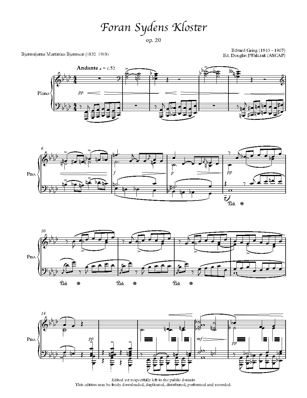 Foran Sydens Kloster Op. 20