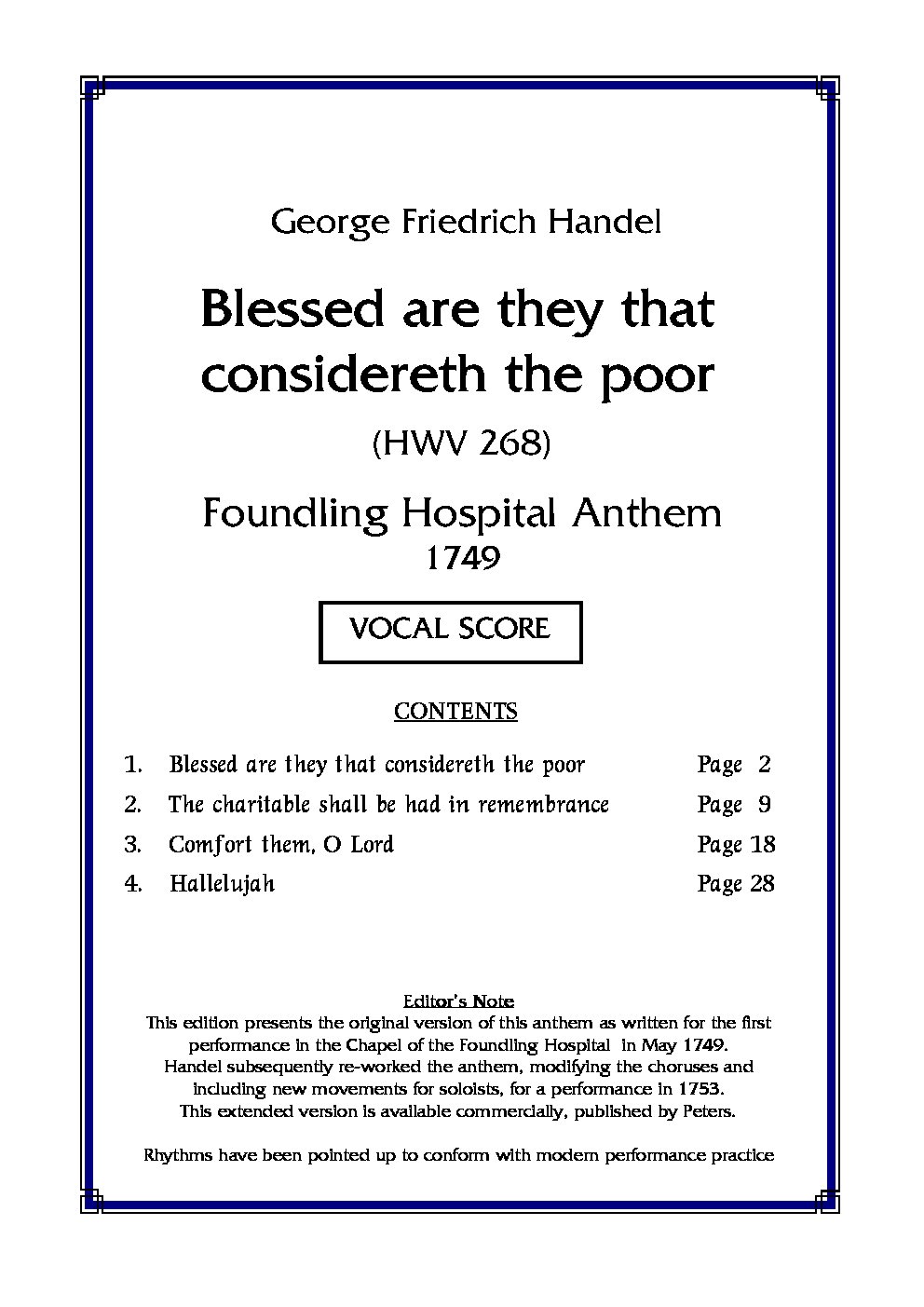 Foundling Hospital Anthem, HWV 268 "Blessed are they that considereth the poor"