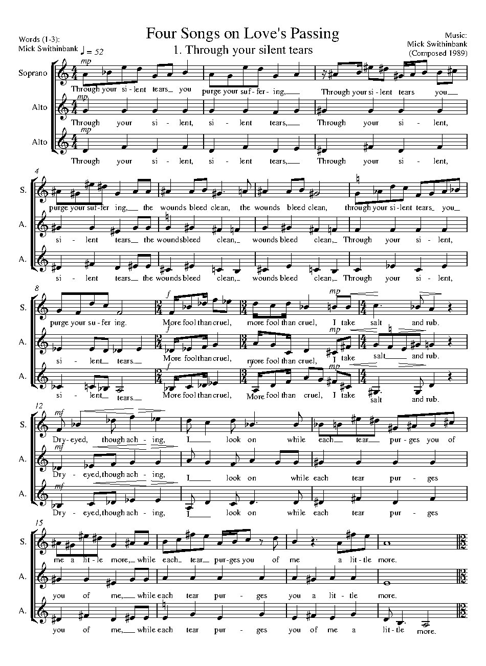 Four Songs on Love's Passing - Choir Script PDF Thumbnail