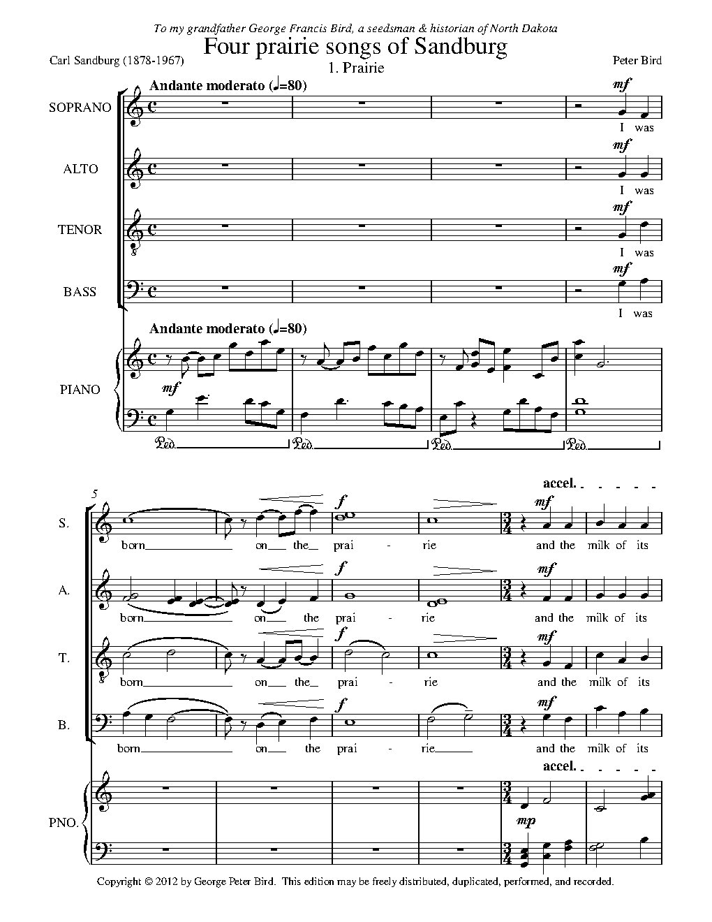 Four prairie songs of Sandburg