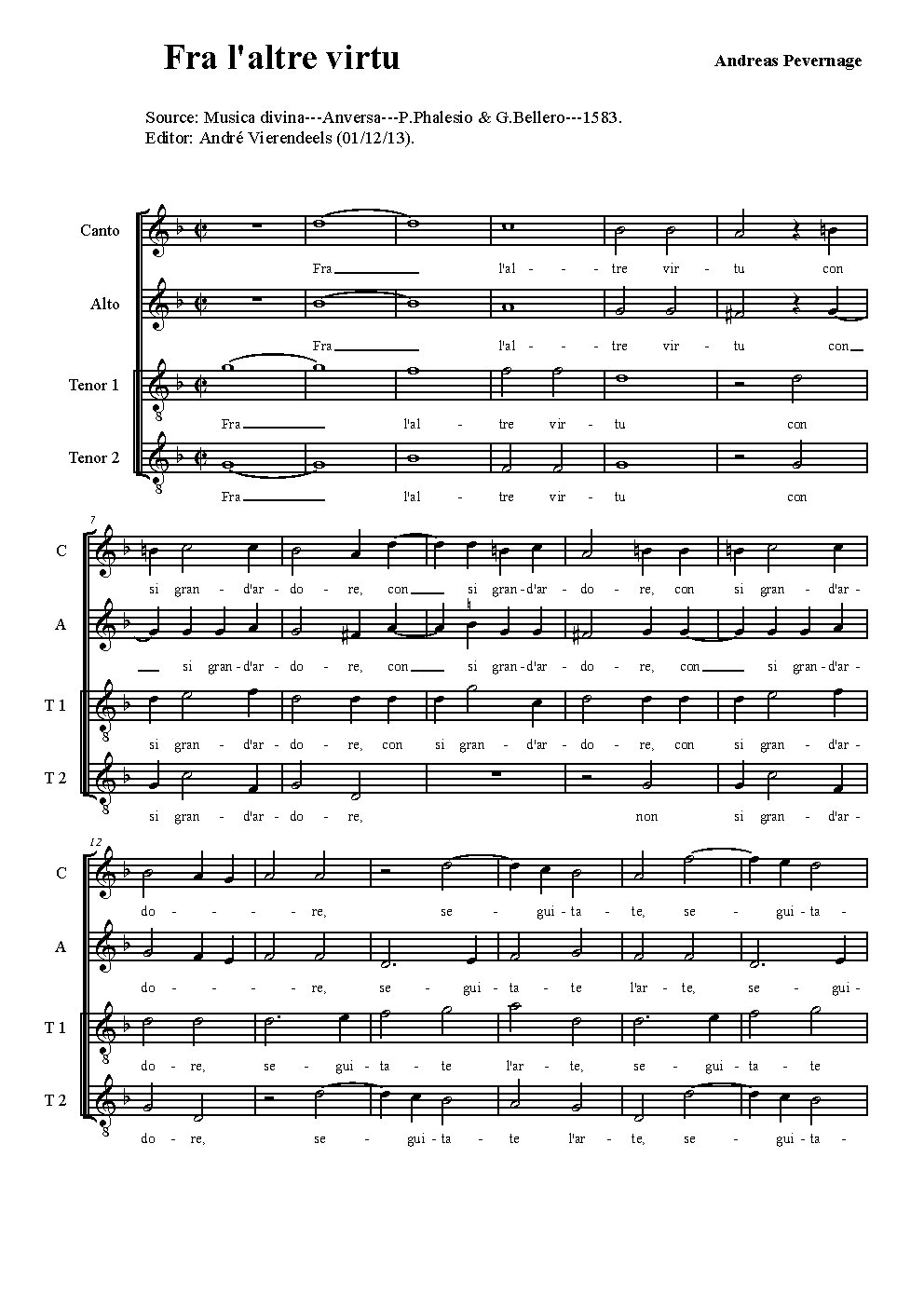 Fra l'altre virtu - Choir Script PDF Thumbnail