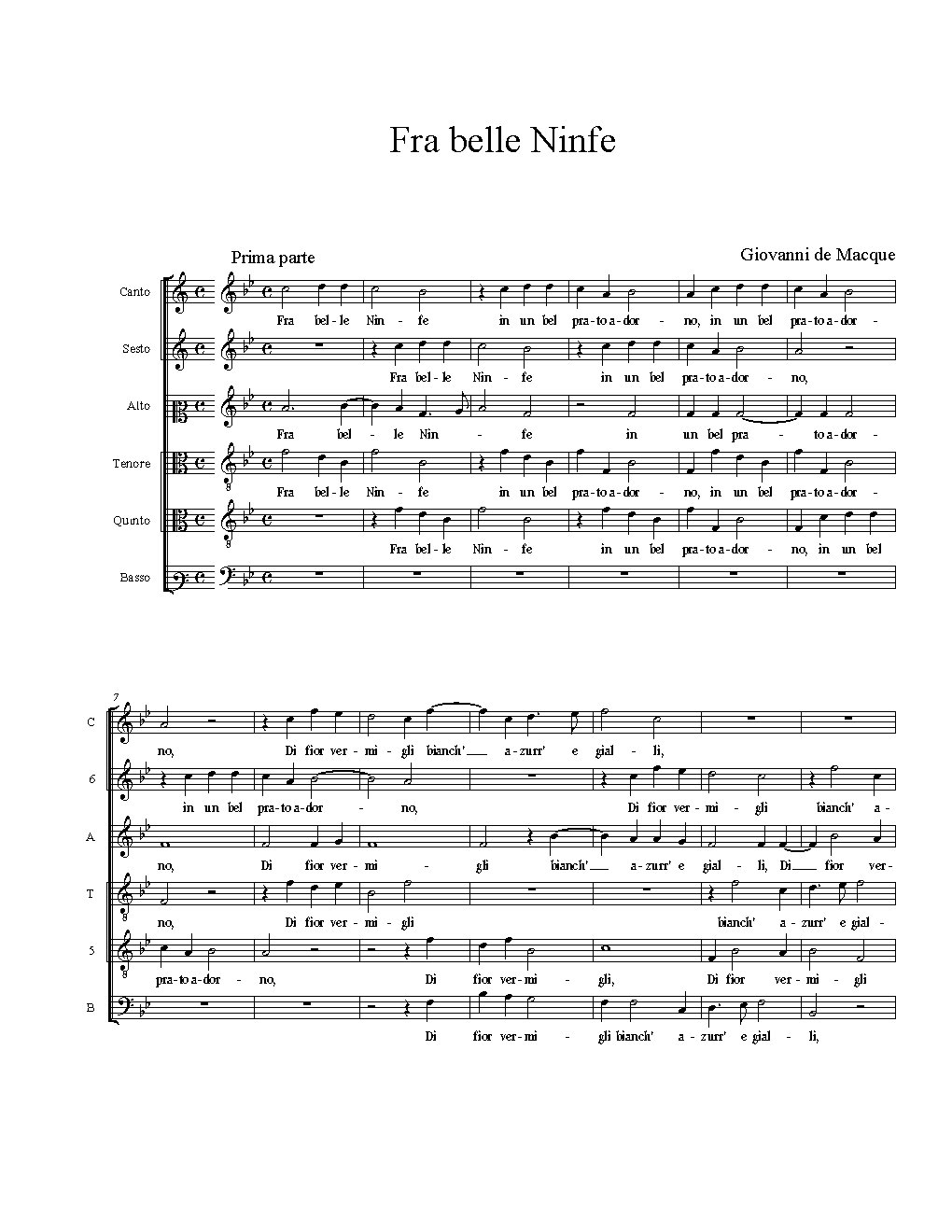 Fra belle Ninfe - Choir Script PDF Thumbnail