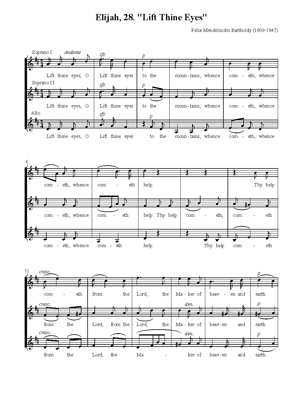 Elias 28 Lift thine eyes / Hebe deine Augen