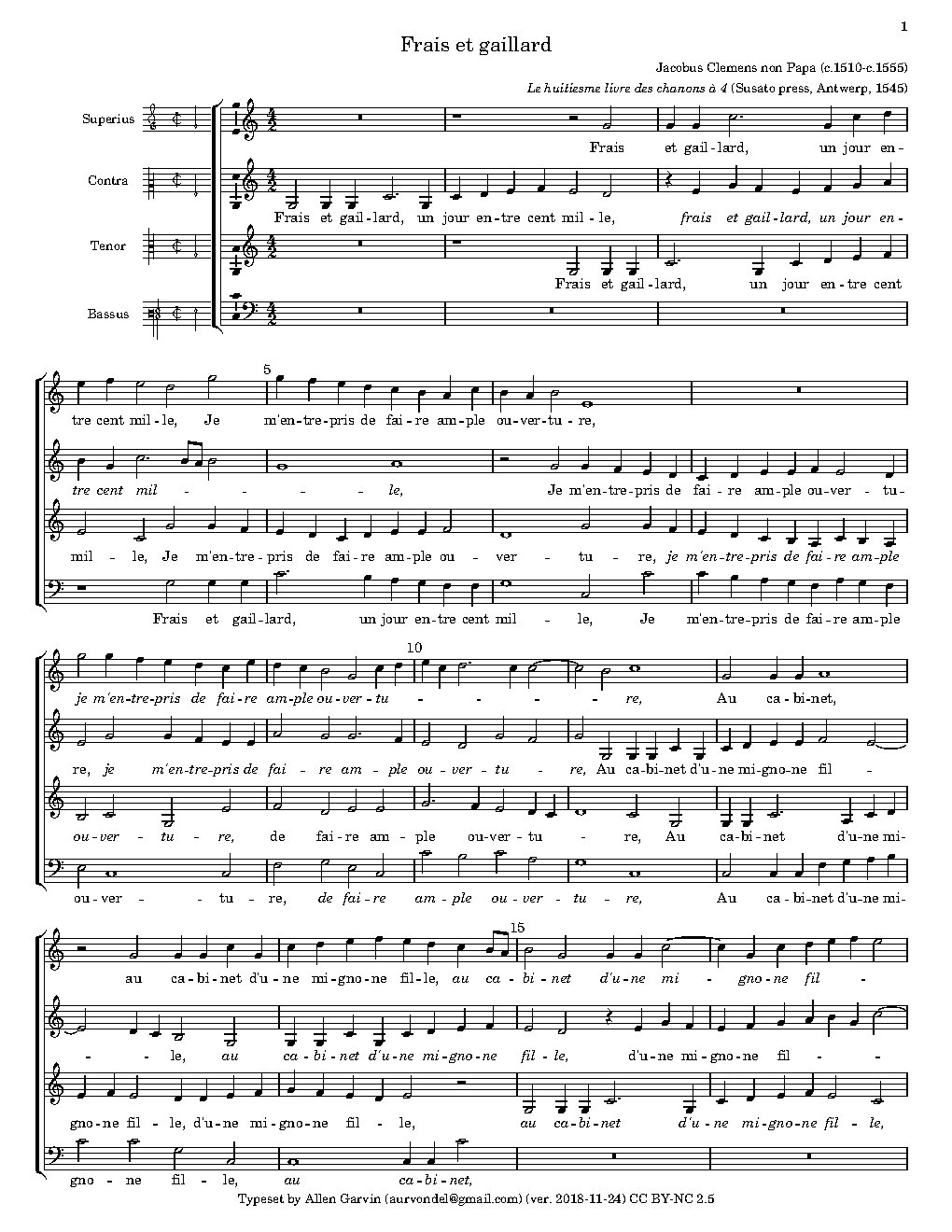 Frais et gaillard - Choir Script PDF Thumbnail