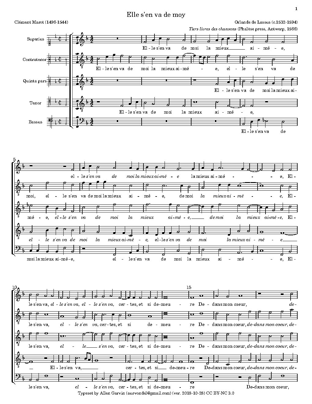 Elle s'en va de moi - Choir Script PDF Thumbnail
