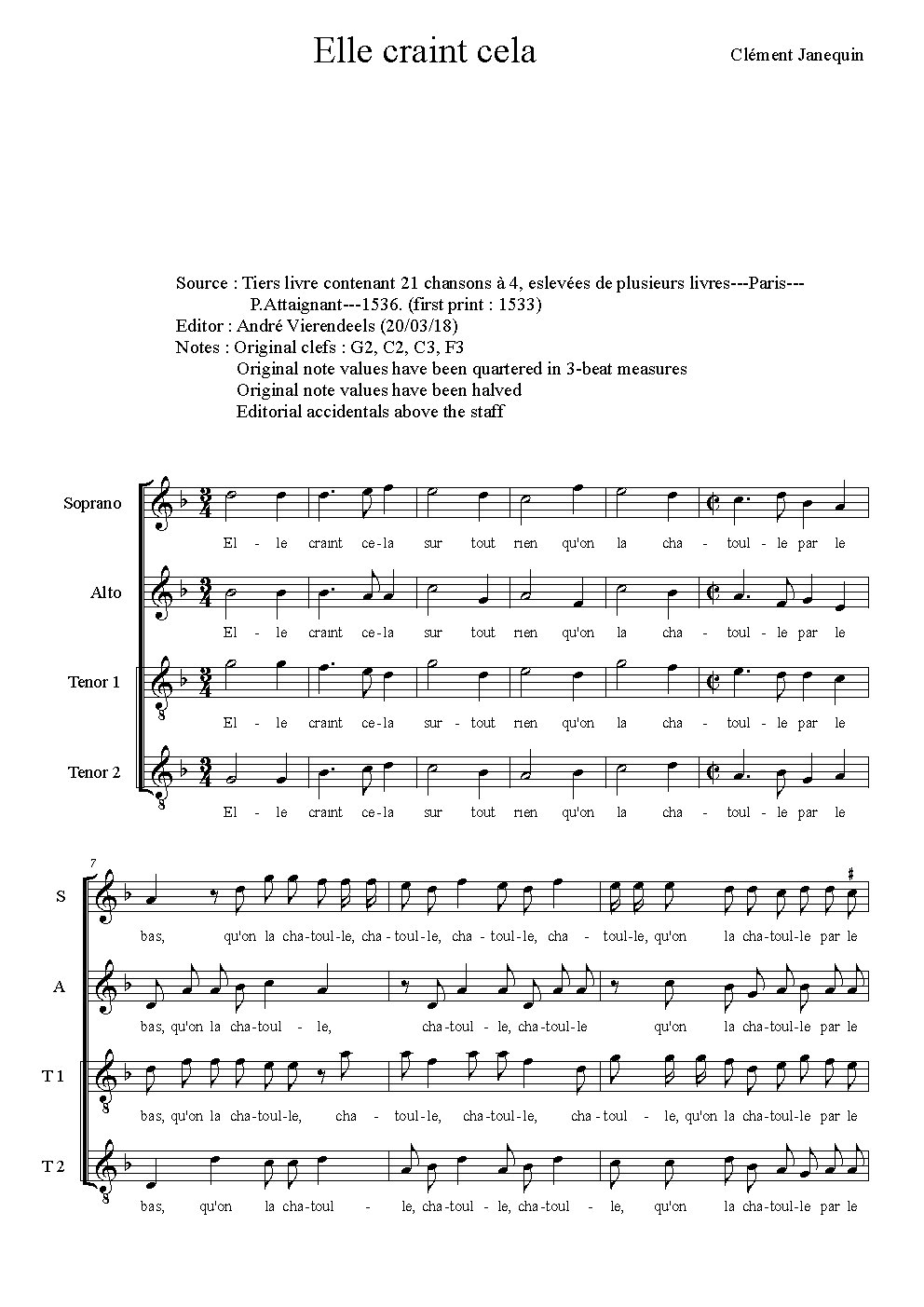 Elle craint cela - Choir Script PDF Thumbnail