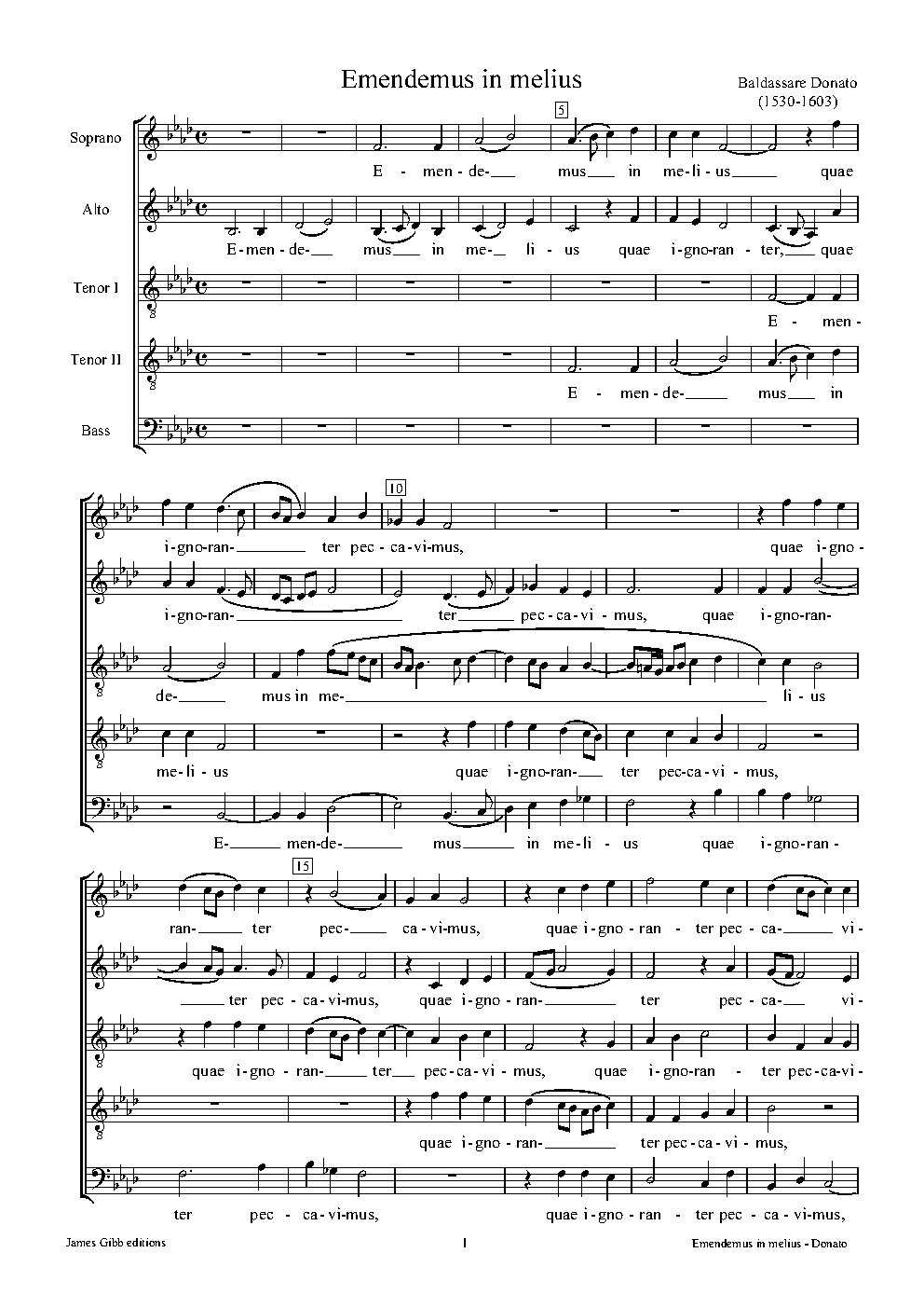 Emendemus in melius a 5 - Choir Script PDF Thumbnail