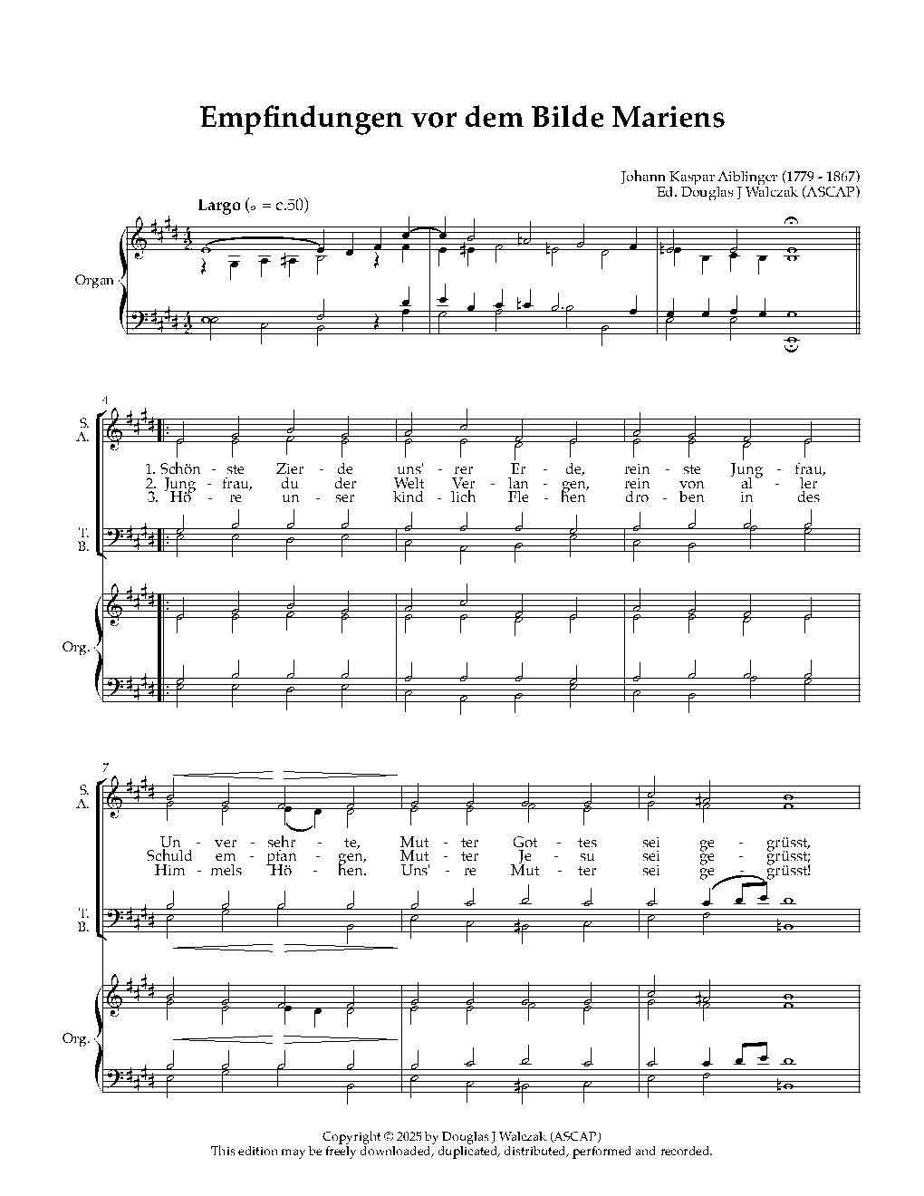 Empfindungen vor dem Bilde Mariens - Choir Script PDF Thumbnail
