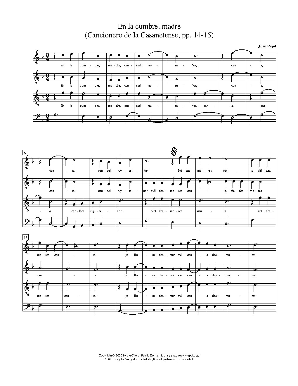 En la cumbre, madre - Choir Script PDF Thumbnail
