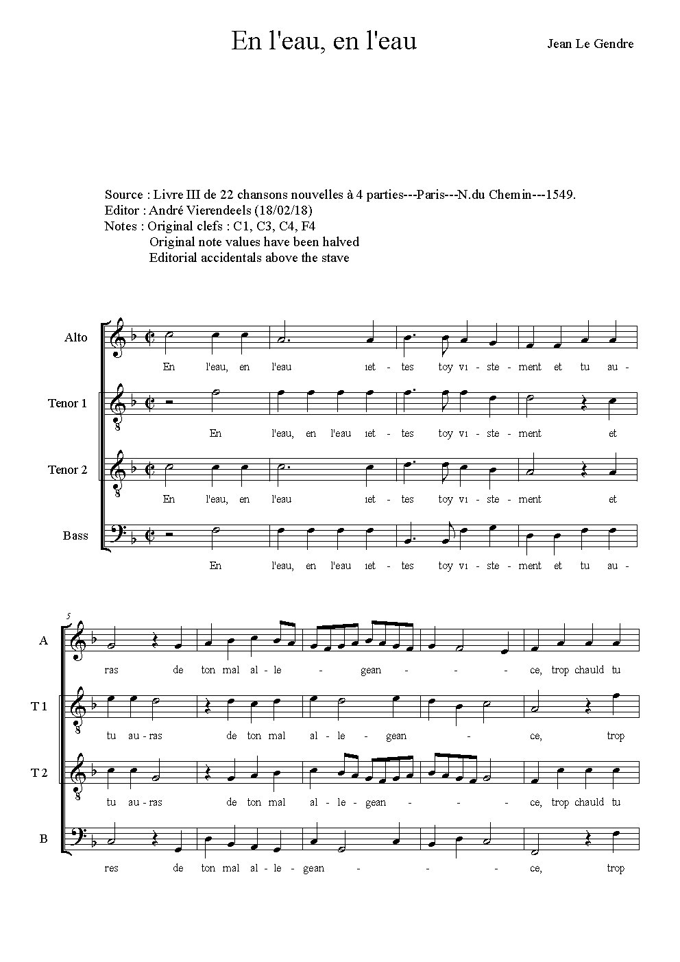 En l'eau, en l'eau - Choir Script PDF Thumbnail