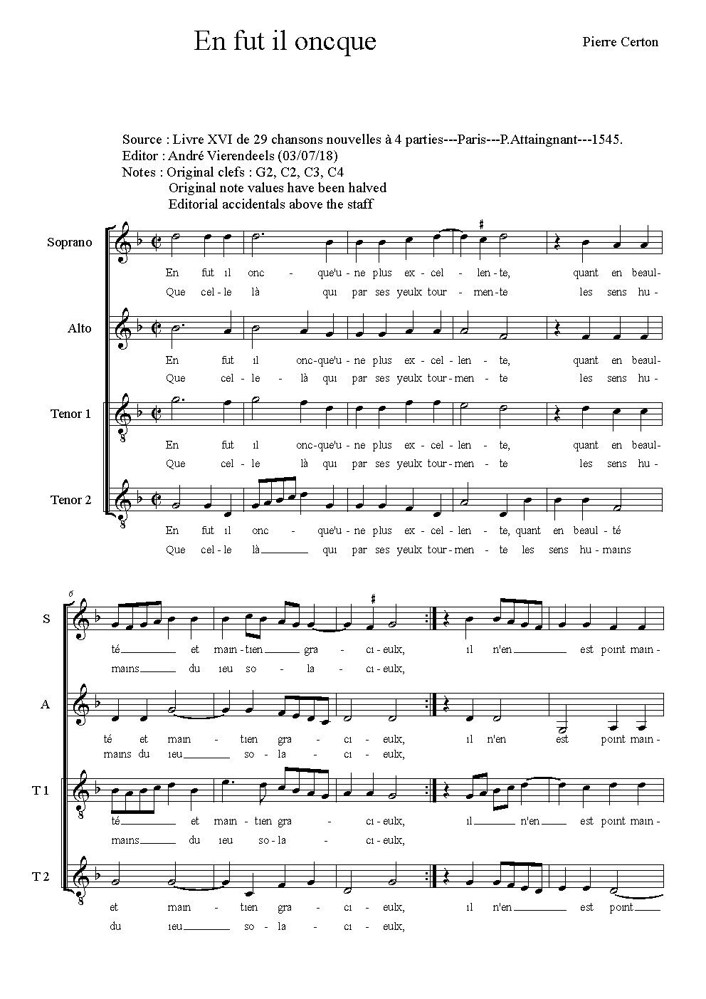 En fut il oncque - Choir Script PDF Thumbnail