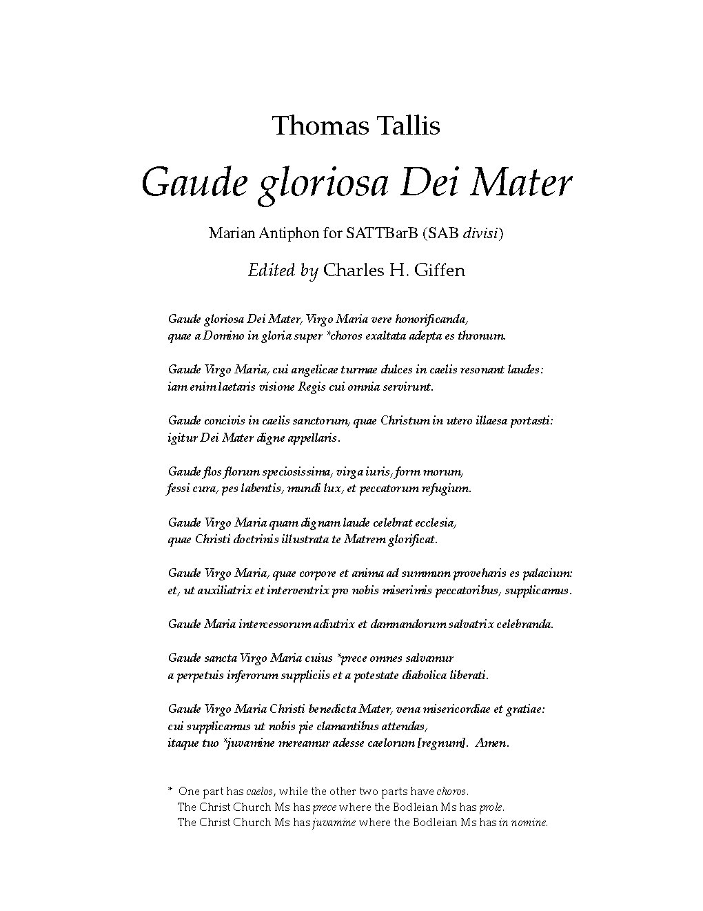 Gaude gloriosa Dei Mater