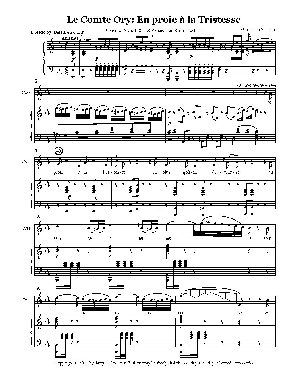 En proie à la Tristesse (from 'Le Comte Ory')