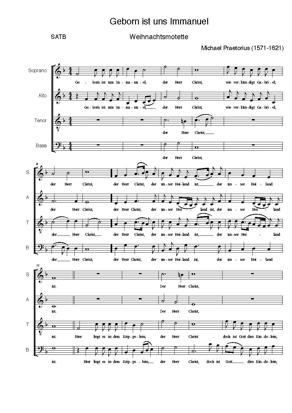 En natus est Emmanuel / Geborn ist der Emanuel (Lo! Emmanuel is born) - Choir Script PDF Thumbnail