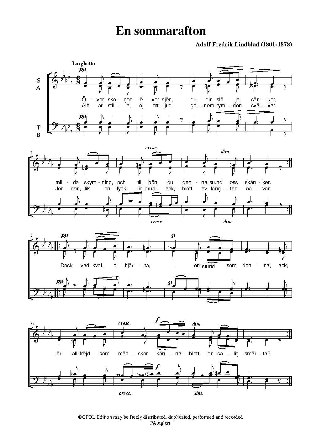 En sommarafton - Choir Script PDF Thumbnail