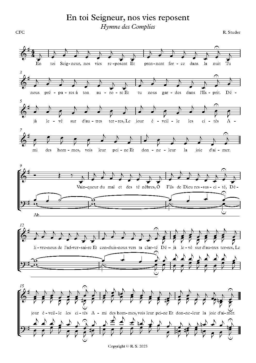 En toi Seigneur, nos vies reposent - Choir Script PDF Thumbnail