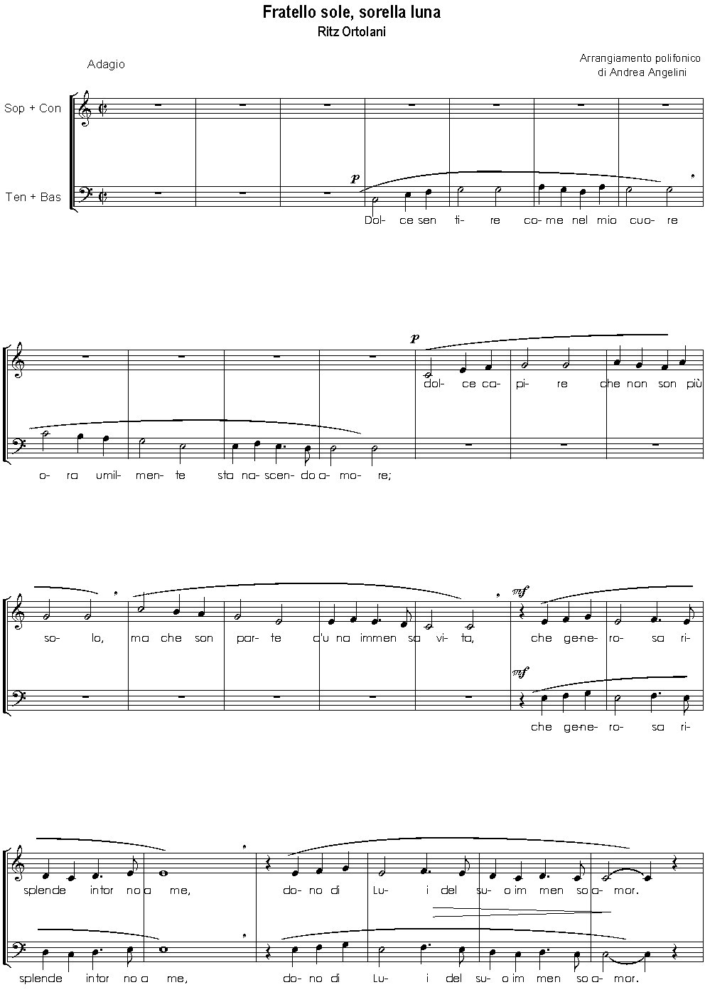 Fratello sole, sorella luna - Choir Script PDF Thumbnail