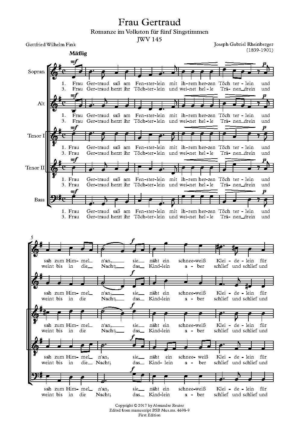 Frau Gertraud, JWV 145