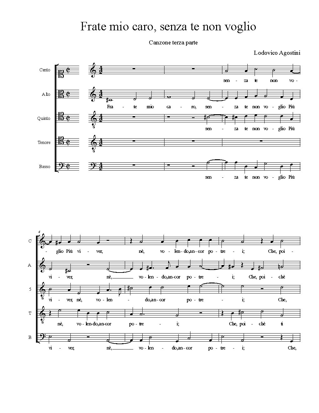 Frate mio caro, senza te non voglio - Choir Script PDF Thumbnail