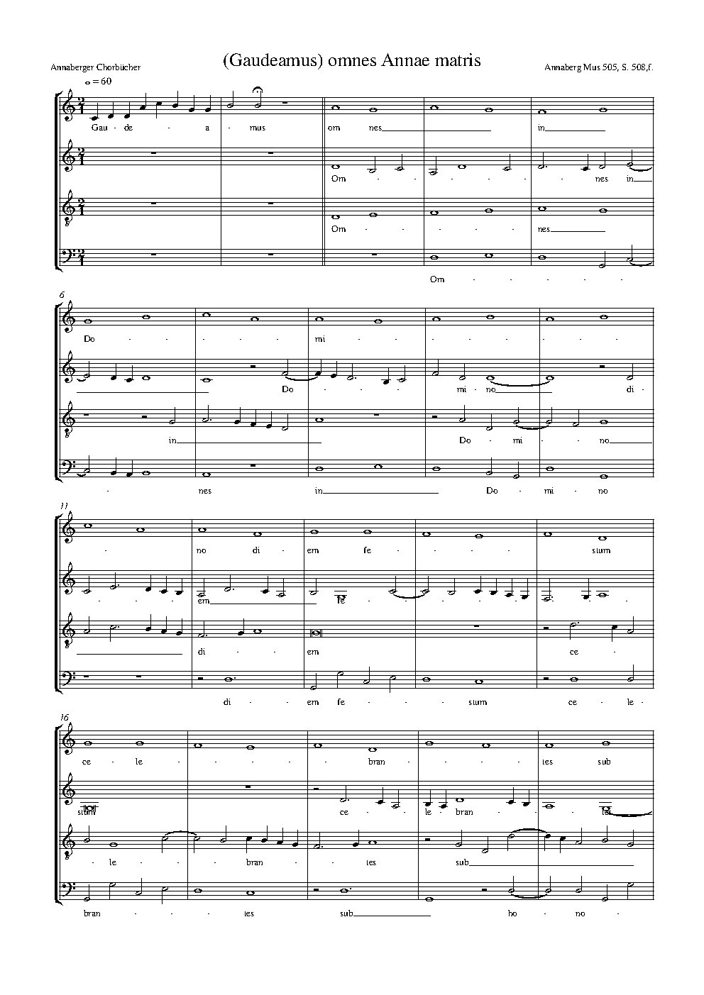 Gaudeamus omnes Annae matris - Choir Script PDF Thumbnail