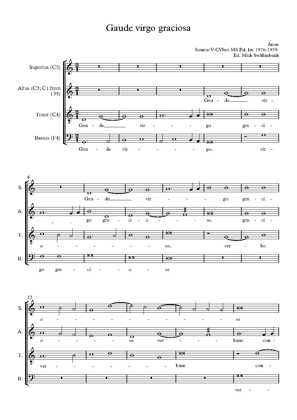 Gaude virgo graciosa - Choir Script PDF Thumbnail