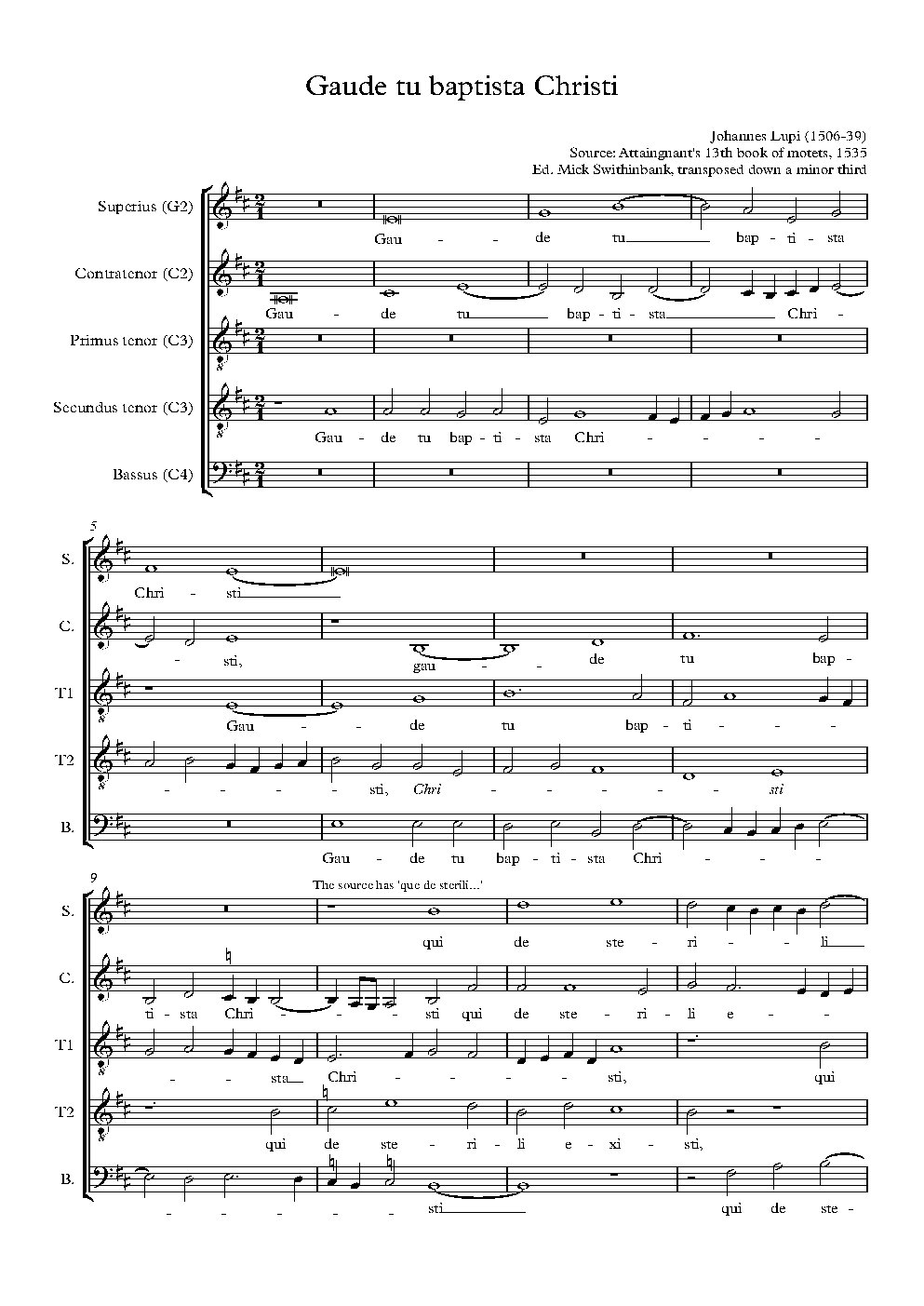 Gaude tu baptista Christi - Choir Script PDF Thumbnail